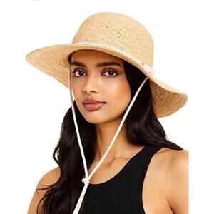 Rag & Bone Kate Riviera Woven Raffia Hat Light Sand Size Medium/Large
